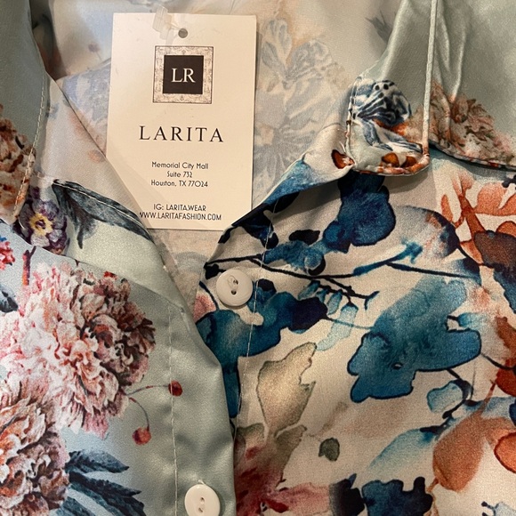 Floral Print Long Sleeve Button up Women's Casual Blouse Top Large NWT - Picture 7 of 12